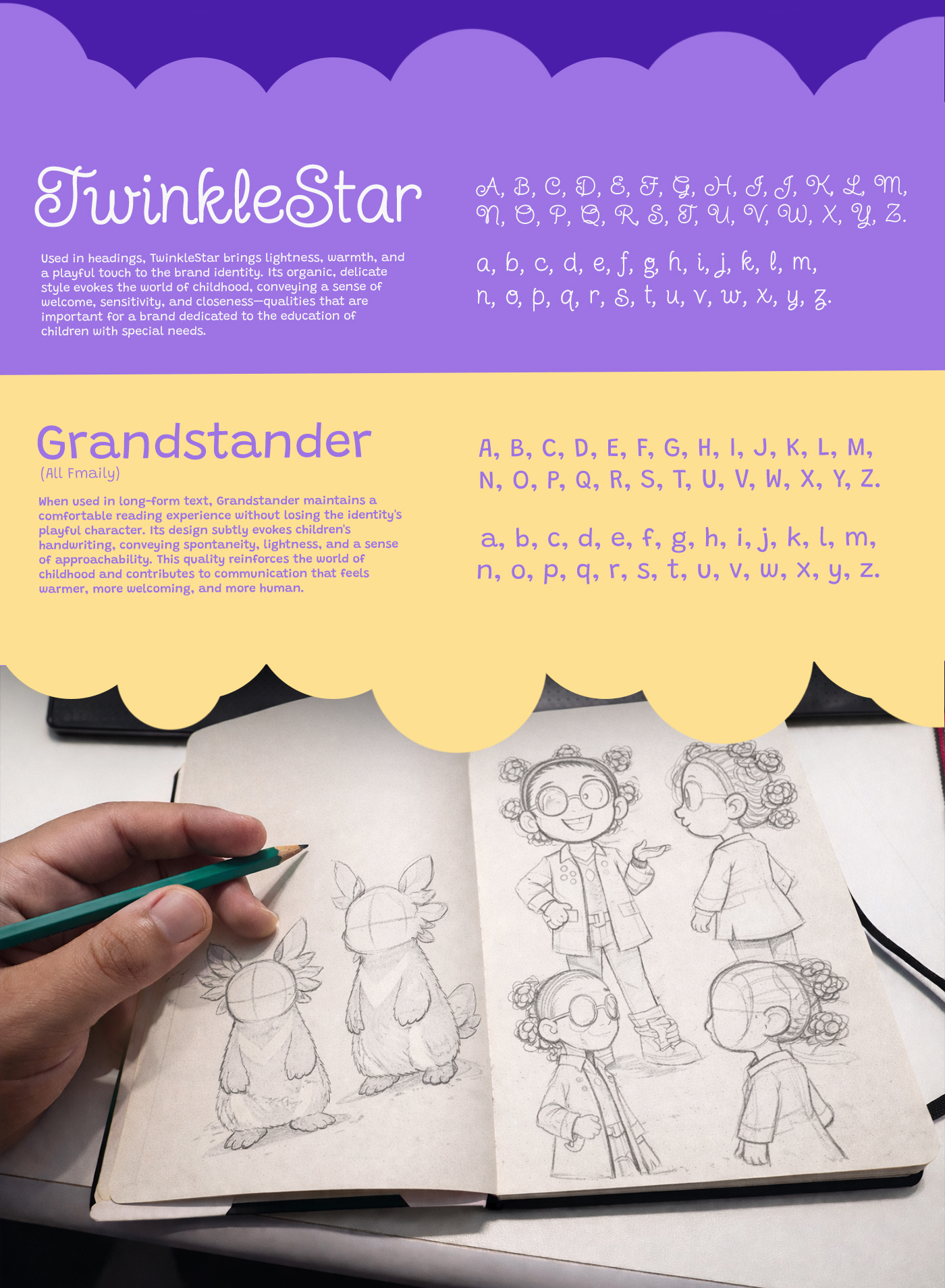 Tipografia e desenvolvimento dos personagens Ensinarte