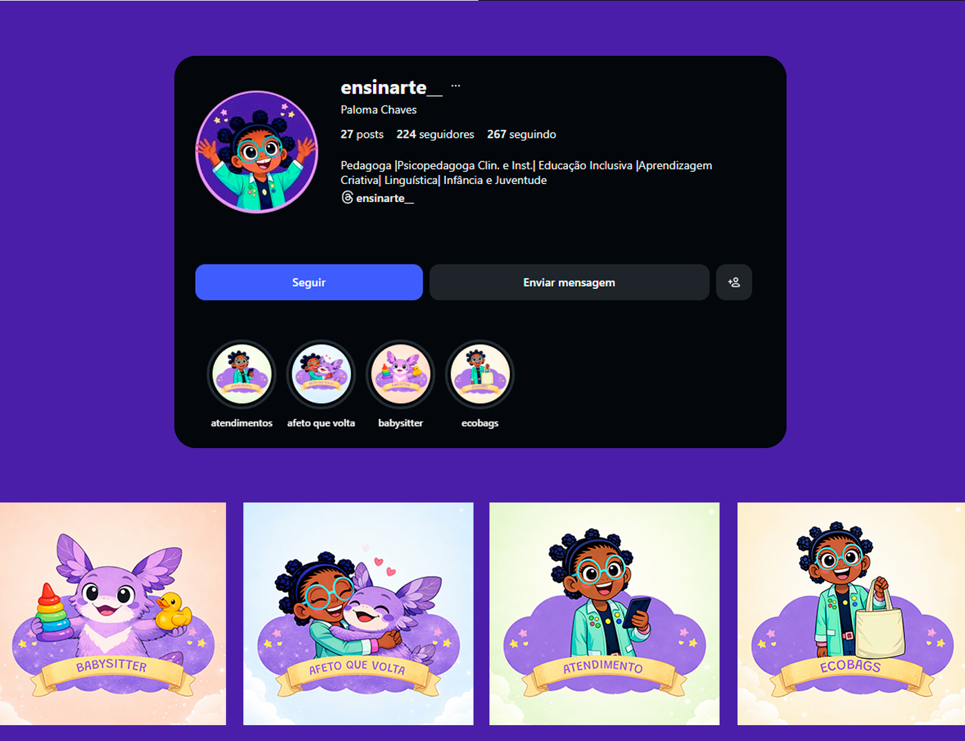 Identidade Ensinarte aplicada ao Instagram